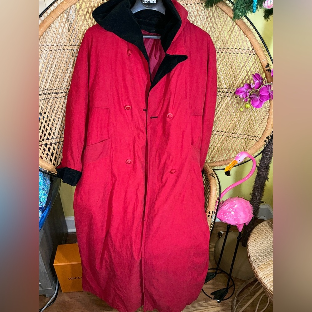 London Fog Vintage Trench Coat Removable Wool Liner Red Size 14 - Picture 10 of 15